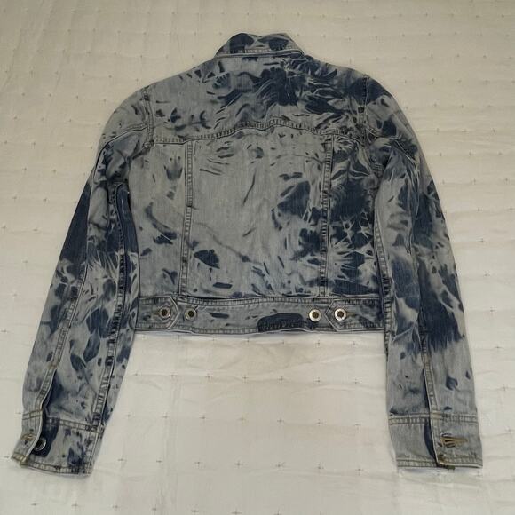 VTG Ann Taylor Jeans Tie Dye Denim Crop Jean Jacket Women's S Blue | EUC - Picture 7 of 10